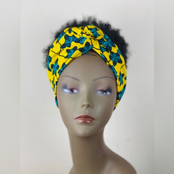 African Print Ankara Multicolor Cotton Turban - Picture 2 of 2